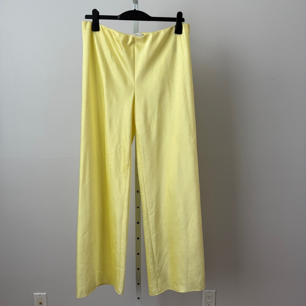Vince sz L Yellow Satin Wide Leg High Waist Trousers Pants‎ Luxury Resortwear